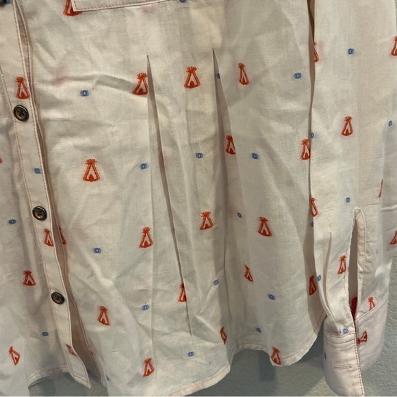 Maeve Anthropologie Miette Tee Pee Print Button Down Shirt Women's Size 4 - Picture 2 of 12